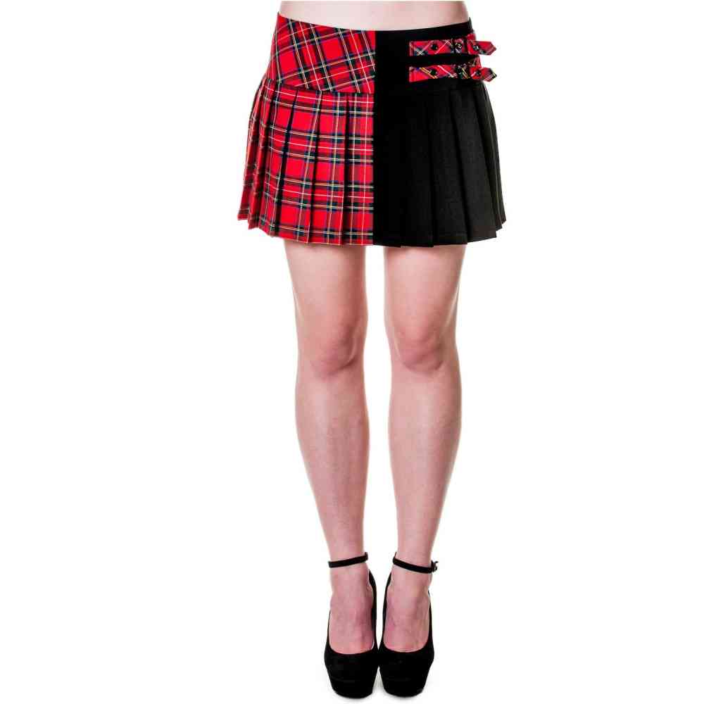 Banned - Tartan Buckle Mini skirt - Black/Red